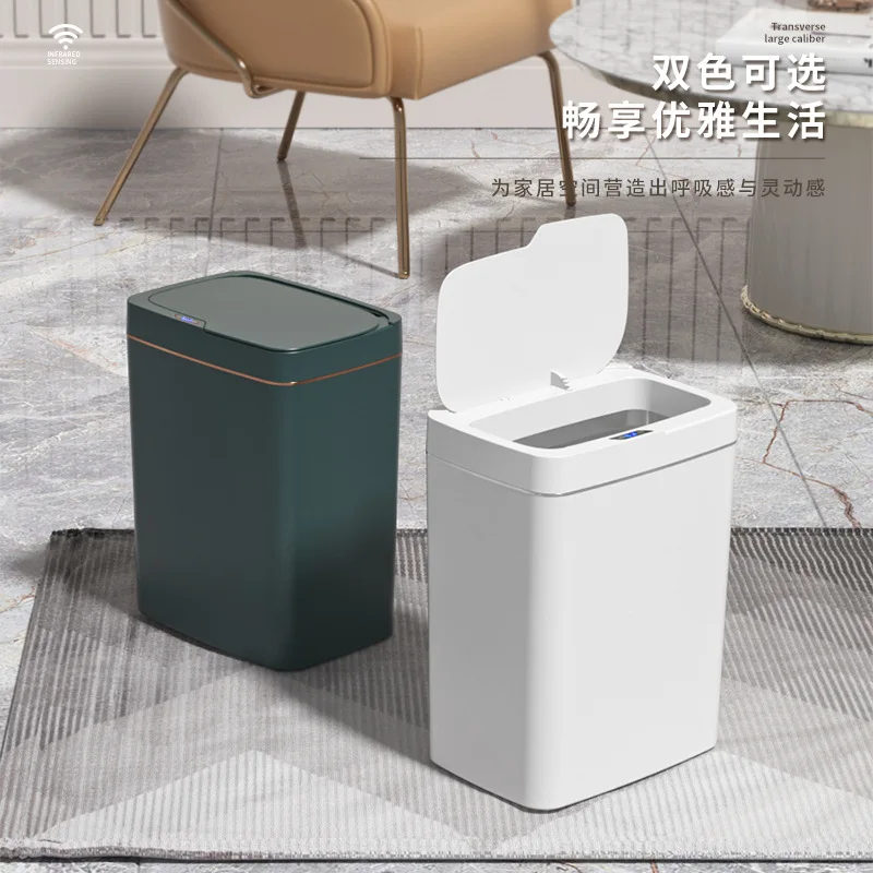 

15/18L Smart Bathroom Trash Can Automatic Bagging Electronic Trash Can White Touchless Narrow Smart Sensor Garbage Bin SmartHome