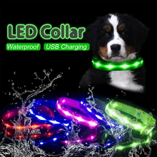 

IPX7 Waterproof LED Dog Collar Christmas USB Charging Collar For Dogs Puppies Anti-Lost lead Pet Products Dog Accessories