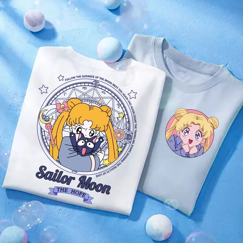 

Sailor Moon Joint Female Short-sleeved T-shirt Water Ice Moon Luna Cat The Same Cute Foreign Clothes Casual T-shirt