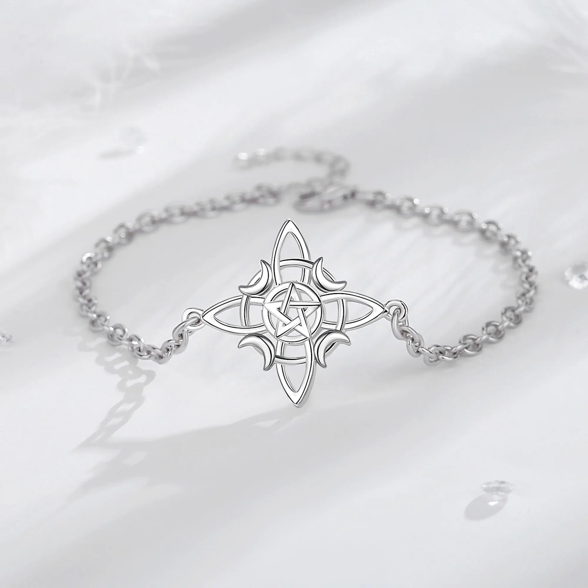 Bracciale Argento 925 Con Nodo Della Strega, Cuore Turchese E Catena Regolabile – Gioiello Portafortuna Misterioso Per Donna - 2
