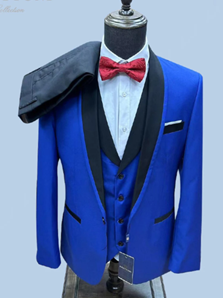 Mens Suit Men Business 3 Pcs Suits Set Coat Trousers Jacket Pants Vest