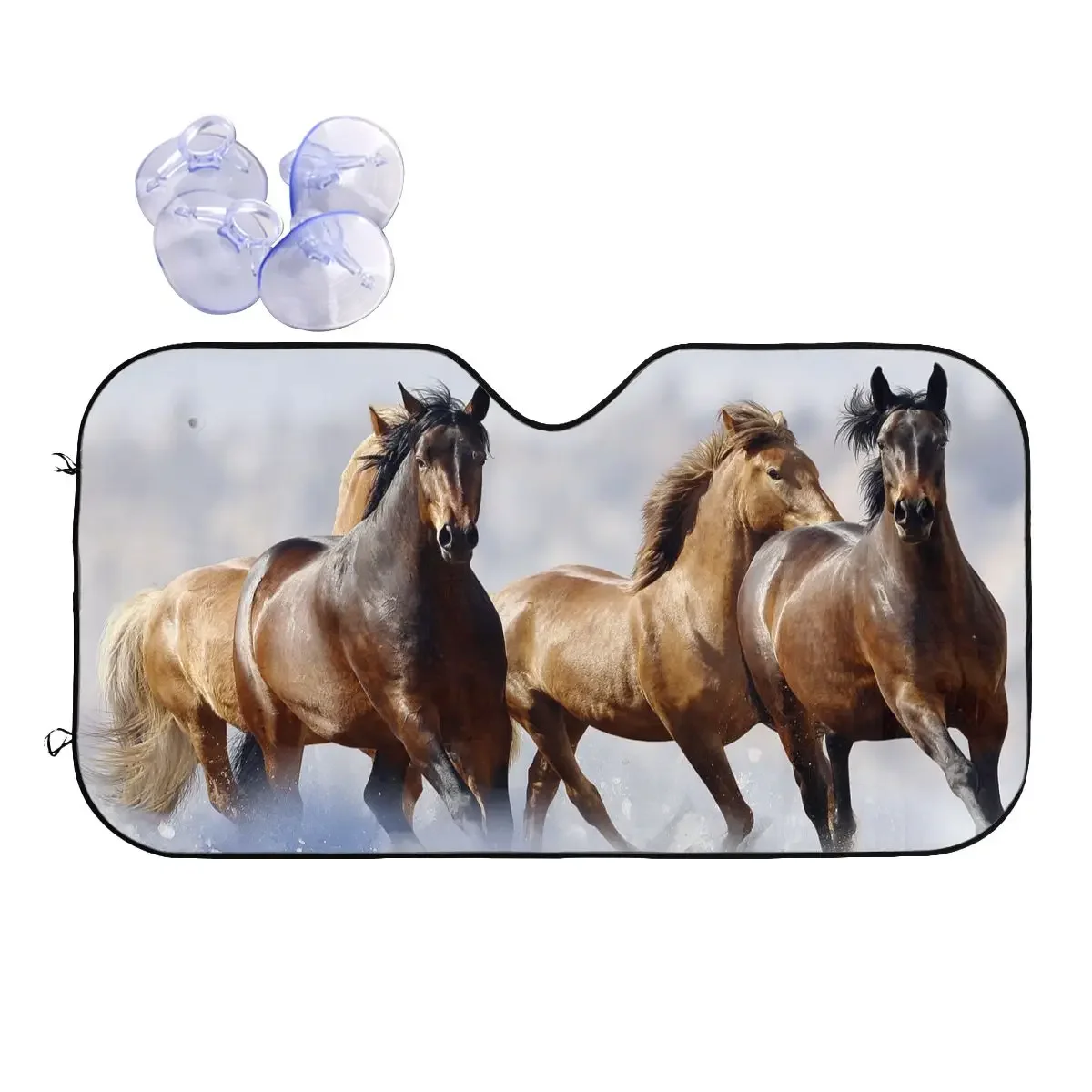 

Wild Horse Running Windshield Sunshade Galloping Animal Lovers Car Front Window Visor Car Window Windscreen Cover Heat Reflector