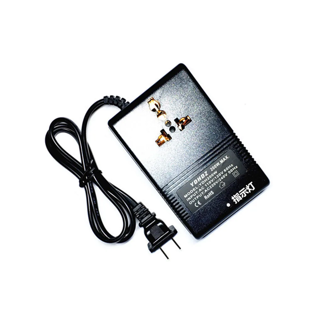 

200W Voltage Converter Transformer 110V to 220V Step Up Portable US Plug Adapter Connector