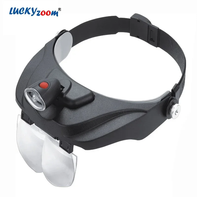 Headband Elderly Reading Magnifier With LED Light 5 Optical Lens Magnifying Glass Repair Watchmaker Loupe Quality Gift Lupa