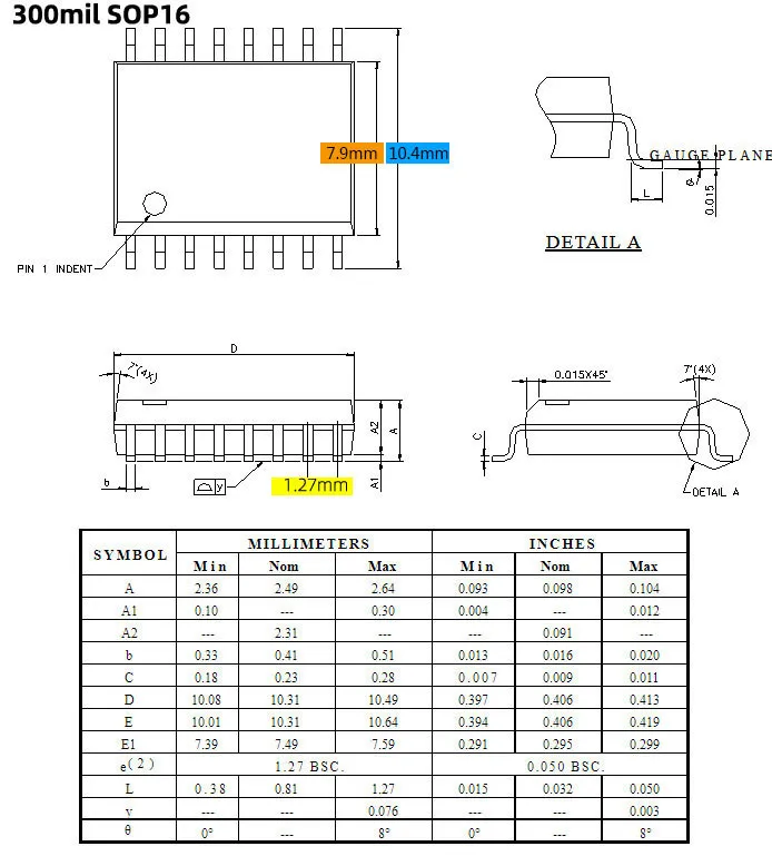 FSHH 300mil SOP16 to DIP16 α׷  SPI ÷ FP16/SOIC16/SOP16 ׽Ʈ  ġ = 1.27mm