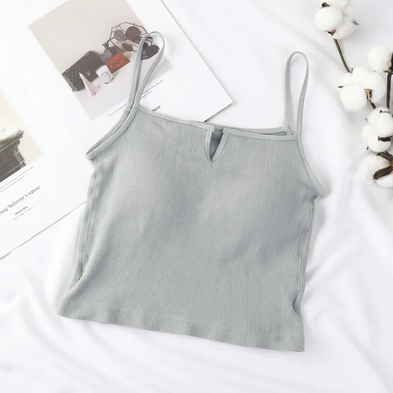 ATHVOTAR One-Piece Tank Tops Seamless Sleeveless Camisole Fixed Chest Pad Bra Top Female Bralette Underwear half bra Tanks & Camis