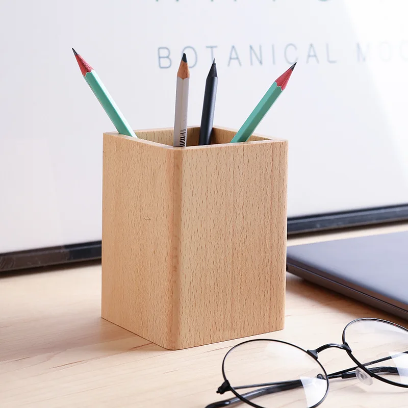 Solid wood creative pen holder black walnut desktop storage box simple Japanese study office stationery gifts 3