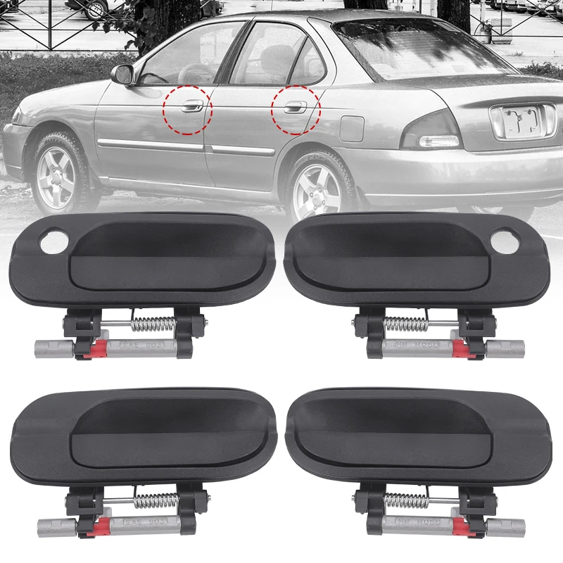 닛산 센트라 2000 2001 2002 2003 2004 2005 2006 806076Z603 NI1310117용 텍스처 블랙 프론트 리어 외부 도어 핸들 어셈블리