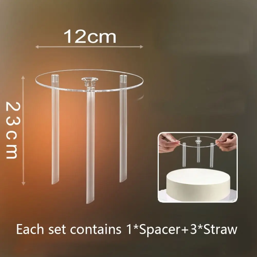 Transparent Multi-layer Round Cake Stand Support DIY Decor Plastic Straw Frame Tier Support cake stand