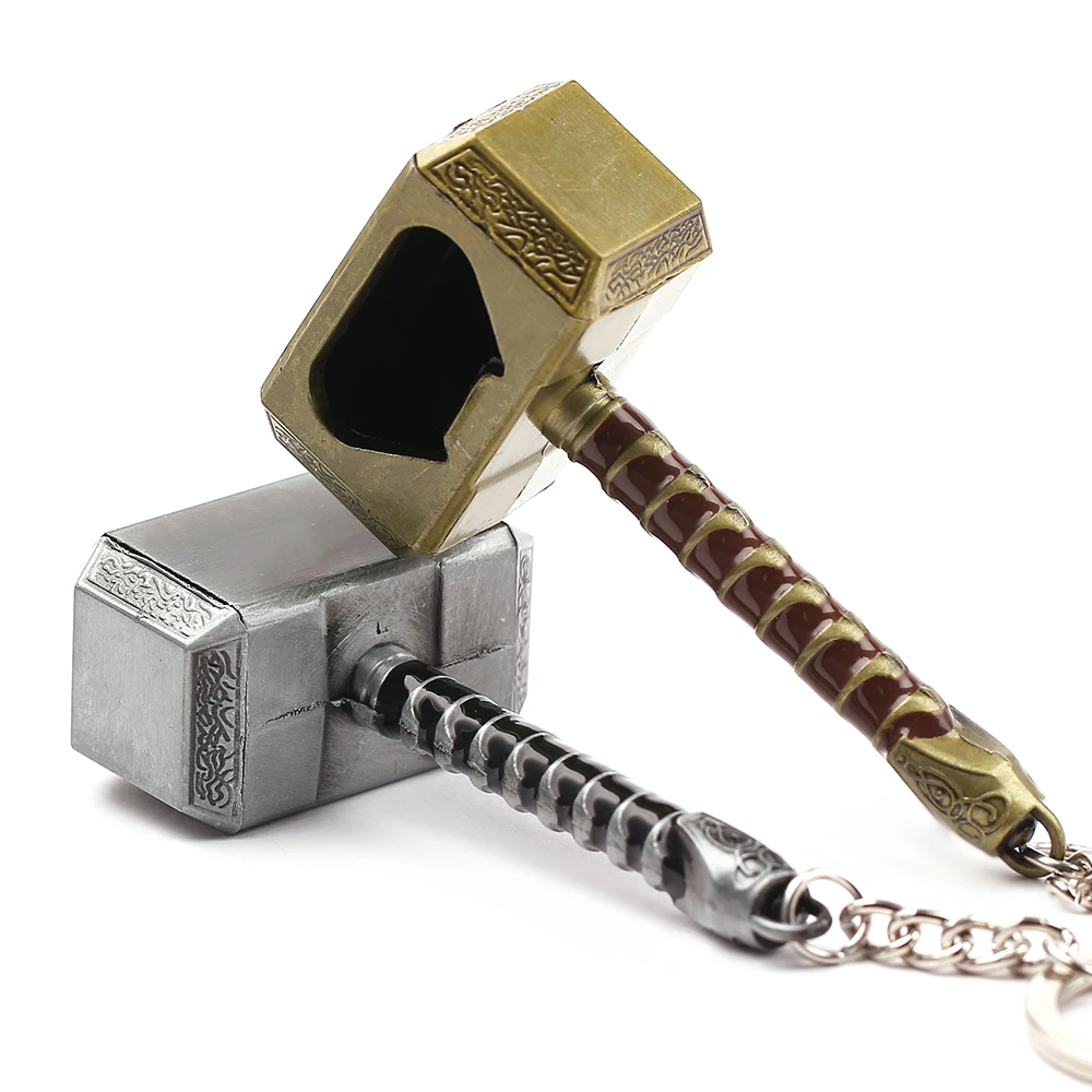 Marvel Thor Hammer Creativity Beer Bottle Opener Keychain The Avengers Metal Pendant Keyrings Backpack Ornament Gadgets for Men