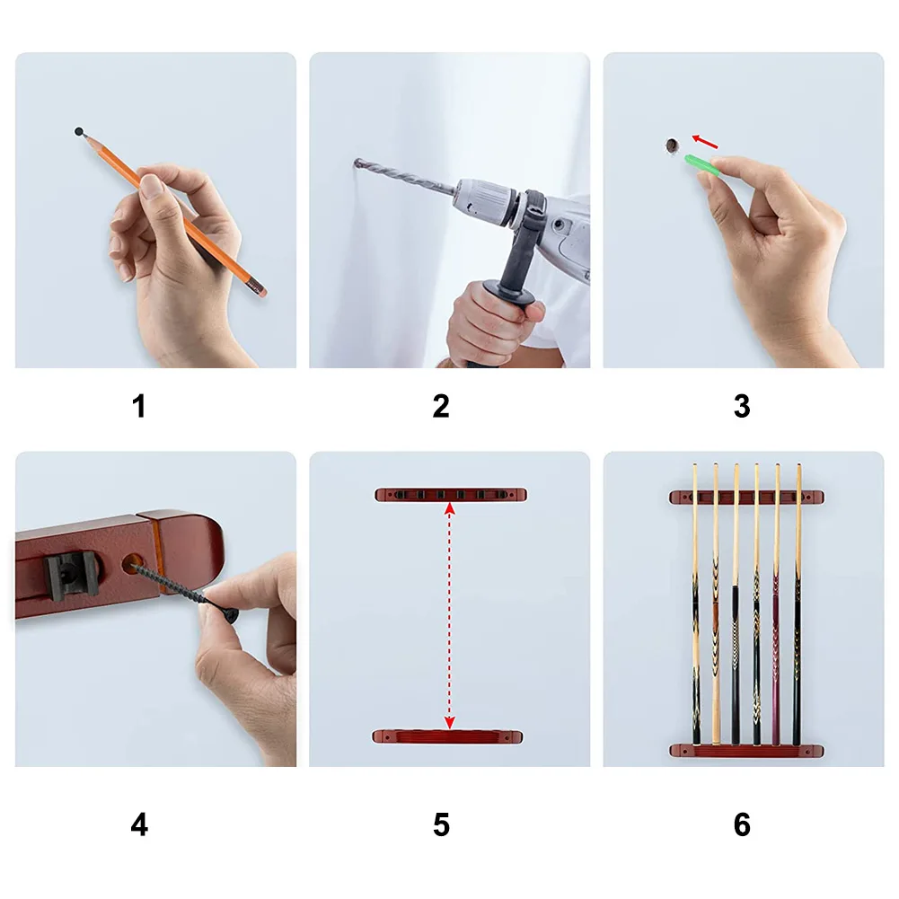 6pcs Billiard Cue Holder Wall Hanging Fishing Rod Holders Stick Holder Clips For Snooker Billiard Game Sport Accessories