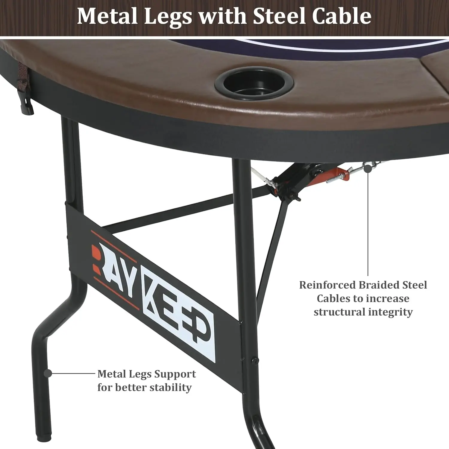 Foldable 8-Player Poker Table with Padded Rails, Casino Felt, Cup Holders for Texas Holdem