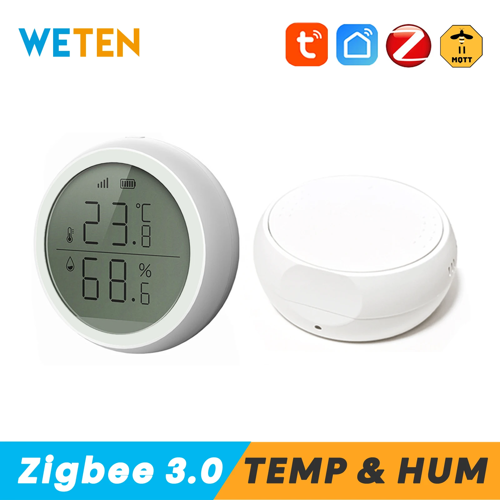 Tuya Zigbee Wifi Smart Temperature Humidity Sensor Detector Wireless Hygrometer Thermometer