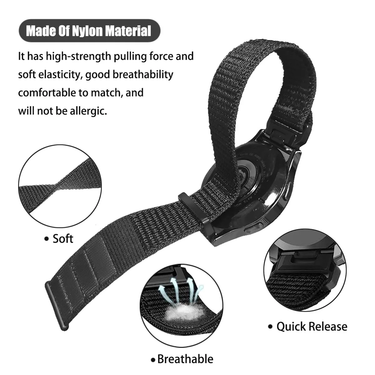 Premium Woven Nylon QuickFit Watch Band - 26mm & 22mm Sizes