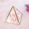Glass Jewelry Box Golden Geometric Decorative Box Geometric Glass Pyramid Ring Holders for Wedding Birthday Gift S 6
