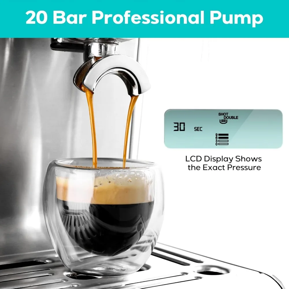 CASABREWS Espresso Machine W/ Grinder, Barista Espresso Maker W/ Milk Frother Steam Wand, Professional Cappuccino Latte Machine