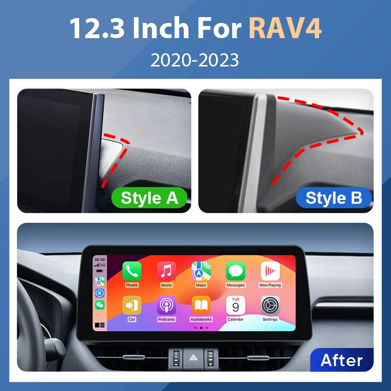 12.3 Inch Wireless Carplay Android Auto Radio Car Multimedia Player For Toyota RAV4 RAV 4 Ainavi