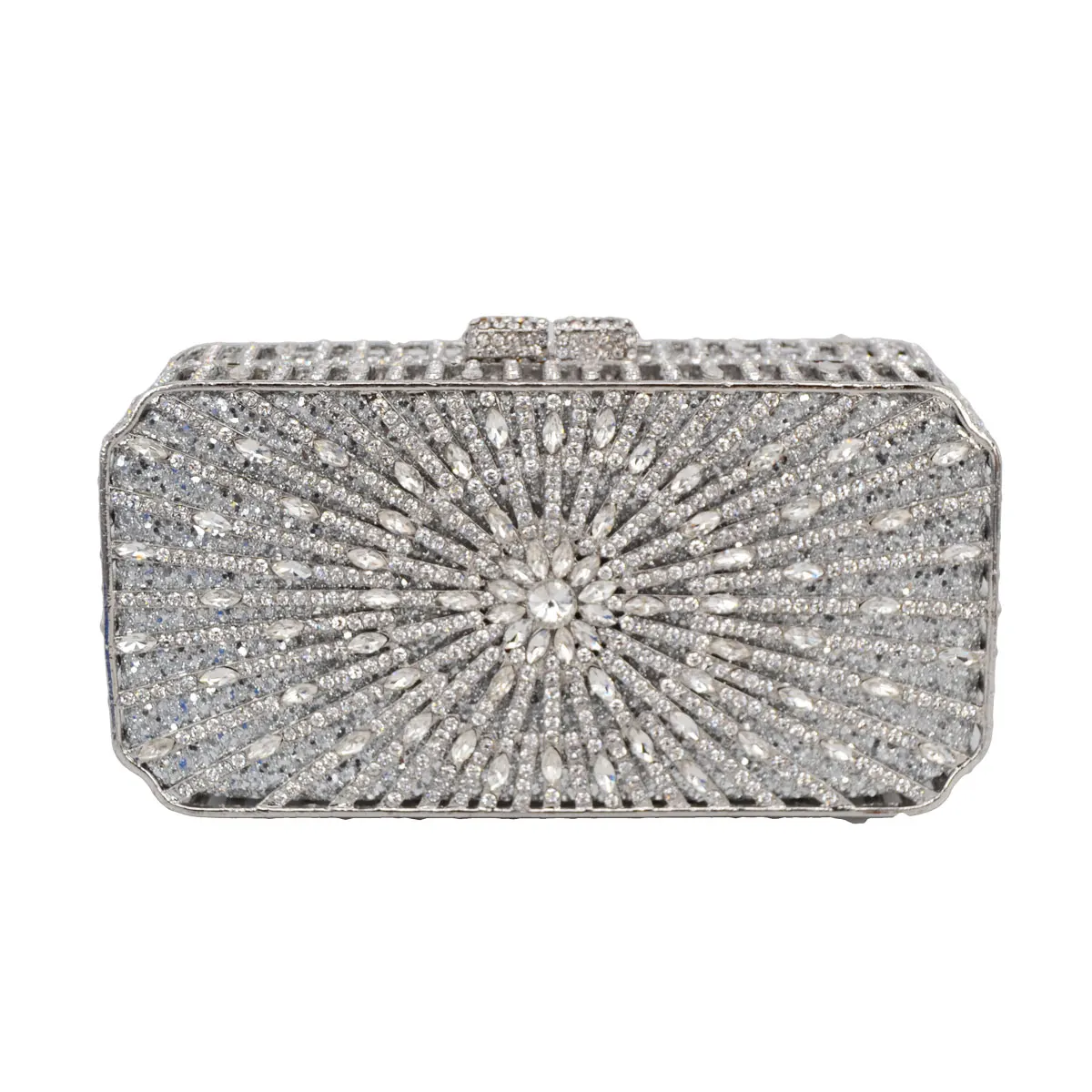 Gold Luxury Discount Designer Purses for Brides Sunray Patterns Metallic Silver Clutch Bag Small