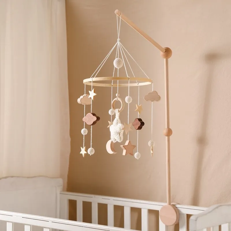 Baby Rassel Spielzeug 0-12 Monate Holz Mobile Auf Dem Bett Neugeborenen Spieluhr Bett Glocke Hängen Spielzeug Halter Halterung infant Krippe Junge Spielzeug – Detail 17