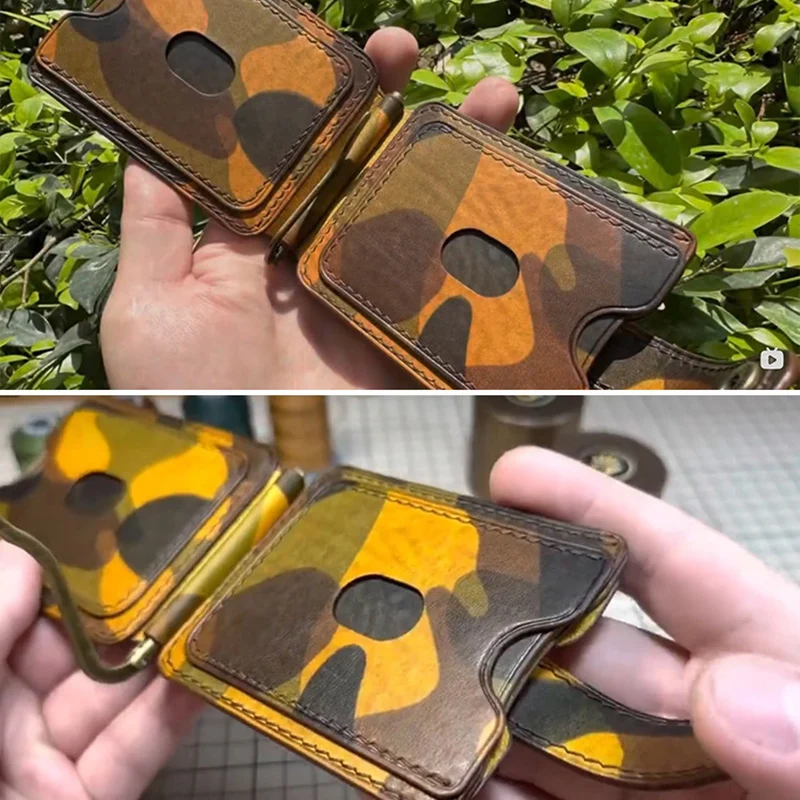 DIY 아크릴 용수철 클립 지갑, 카드홀더 드로잉, 수제 가죽 작업 제작, 바느질 패턴 템플릿