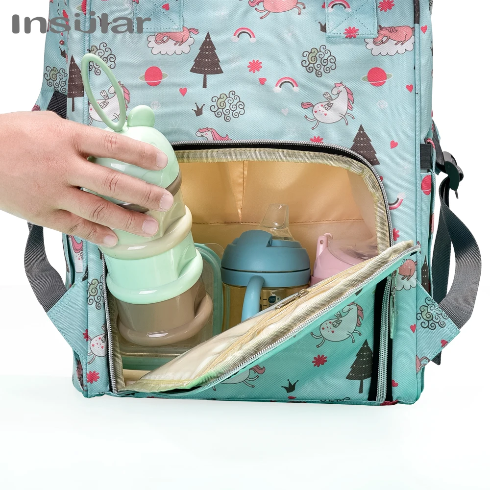 INSULAR Maternity Organizer Mummy Nappy Backpack Travel Hanging Stroller Diaper Bag For Baby Care - Mom's Essentials_voghion.com