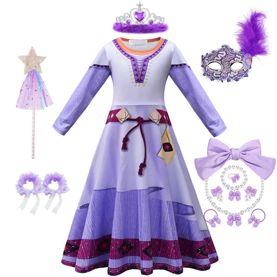 Costume Asha Disney Costume Principessa Disney Donna Jabeiyou Asha Costume  Con Accessori Bambine Cosplay Film Wish Principessa Asha Vestito E Collane  Orecchini Per Bambino Dress Up Halloween Natale Vestito Carnevale Wish Wish, image size:950x950