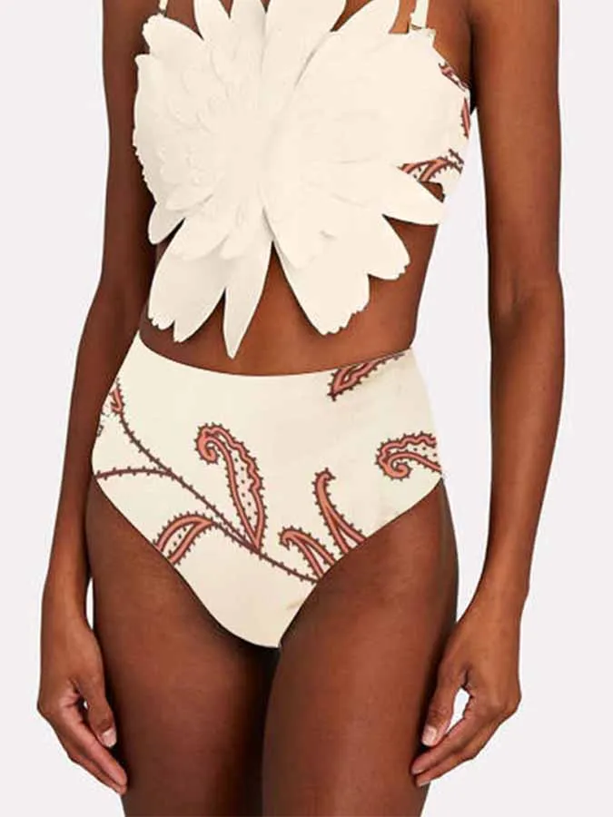 

Fashion Three-Dimensional Flower Print Bikini