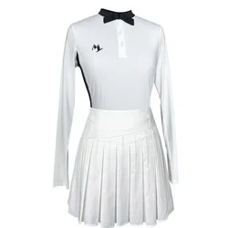 

10% off Pure Golf Suits Summer Sweet Girls Long Sleeve Sun Protective Shirt Quick Dry Stretch Pleated Skort Skirt Women Sets