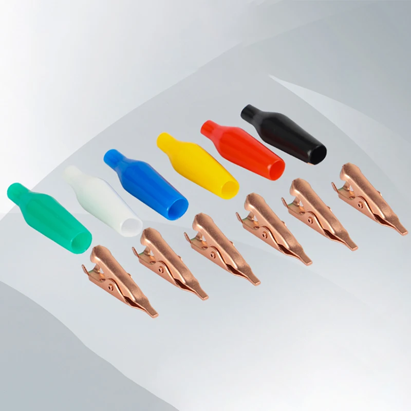 5A 27MM Soft Plastic Coated Testing Probe Mini Alligator Test Clips Electrical Test Clamps for Laboratory Testing 7mm Opening