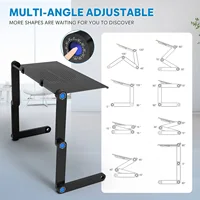 Support de Table pour ordinateur Portable et bureau de tour réglable, Portable avec tapis de souris, support de refroidissement pour ordinateur Portable en aluminium, bureau pour lit et bureau 2