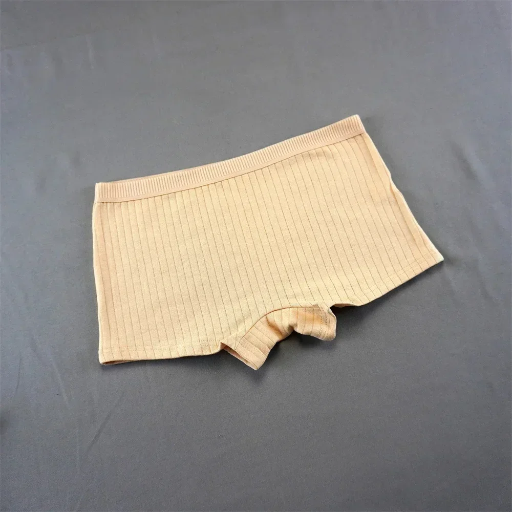 10PCS Women Boxers Underwear Ribbed Cotton Panties Sports Ladies Boyshorts Female Solid Color Cozy Lingerie Intimate 3