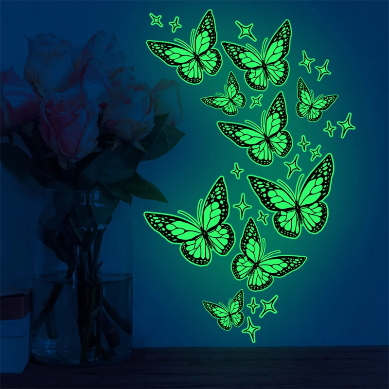 Glow In The Dark Butterfly Child Room Wall Sticker Decor Luminous Phosphorescent Stars Stickers Baby Kid Bedroom Home Decorative luminous wall stickers fluorescent tape luminous tape fluorescent stickers