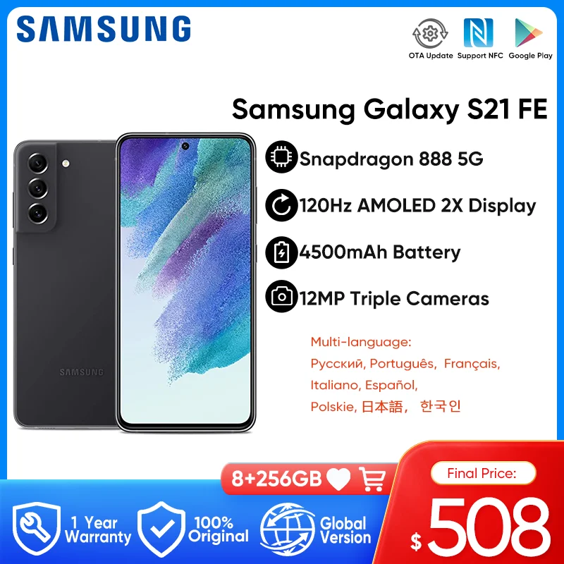 Samsung Galaxy S21 Fe 5g (graphite, 8gb, 128gb Storage) Free 25w