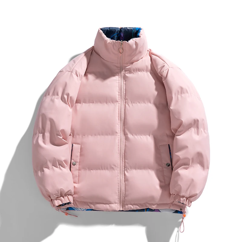 Men's  Luxury Brand Padding Jacket Solid Color Collar Fashion Casual Double-sided Cotton Coat Padded Warm Men's Clothing