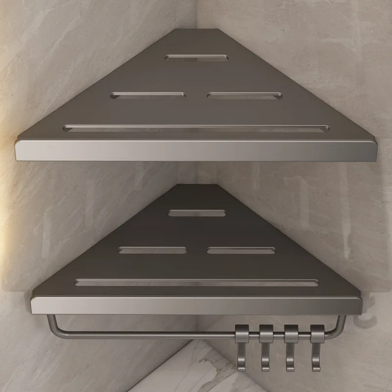 미니멀리스트 욕실 선반 드릴 코너 스토리지 샤워 선반 벽 마운트 삼각형 랙 샴푸 홀더 욕실 액세서리