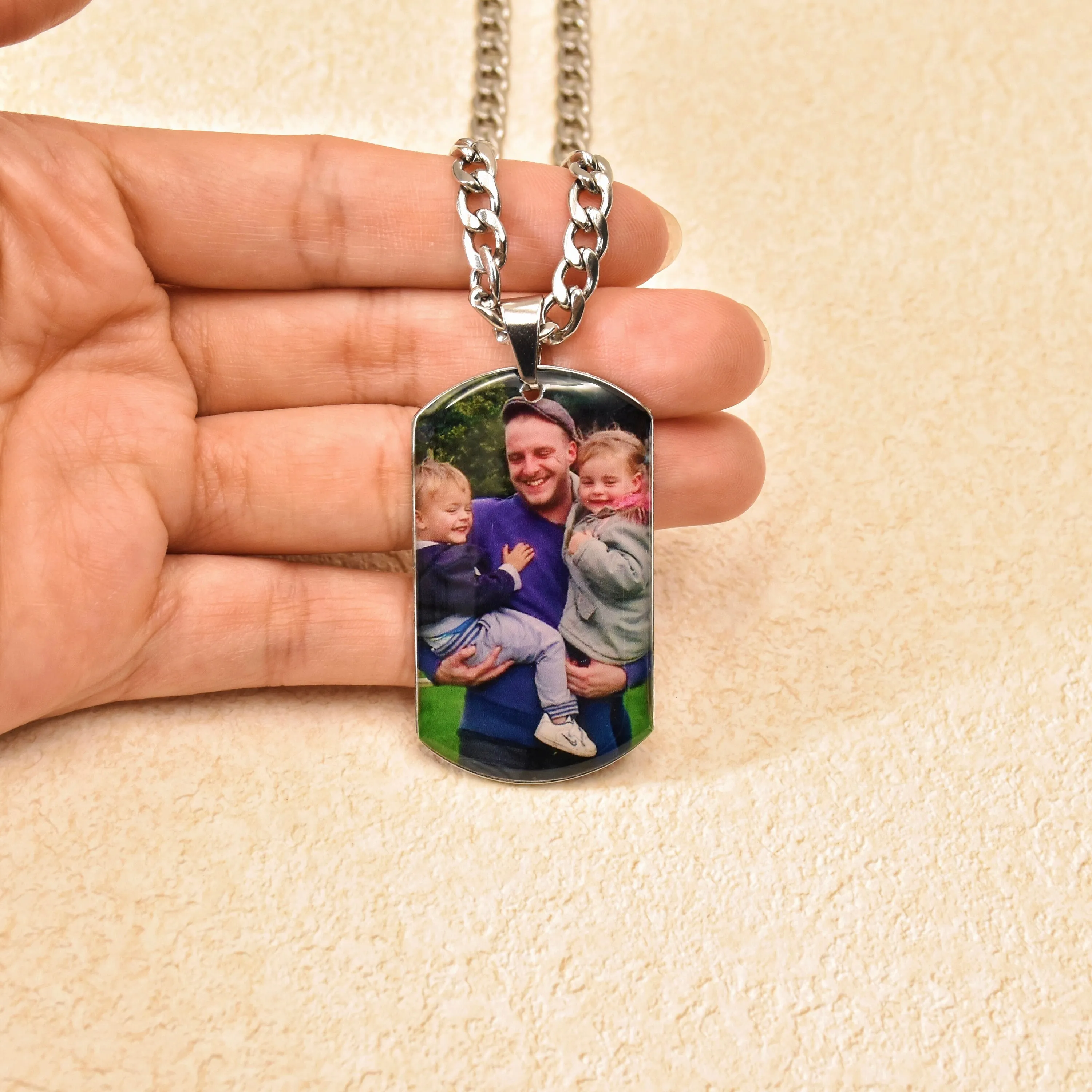 Custom Photo Necklace Personalized Stainless Steel Colorful Picture Necklace For Women Men Engraved Picture Pendant Necklace