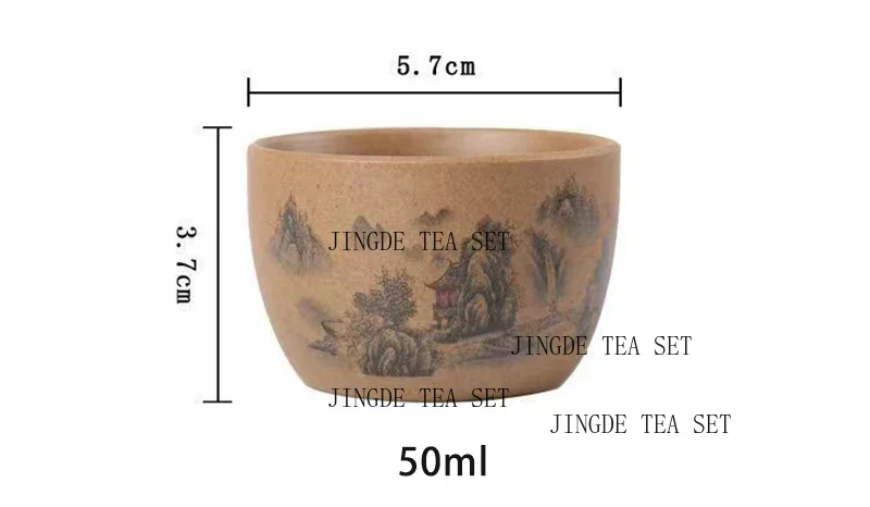 1 Set of 6 Yixing Purple Clay Coarse Pottery Handmade Tea Cups Kung Fu Tea Set Accessories