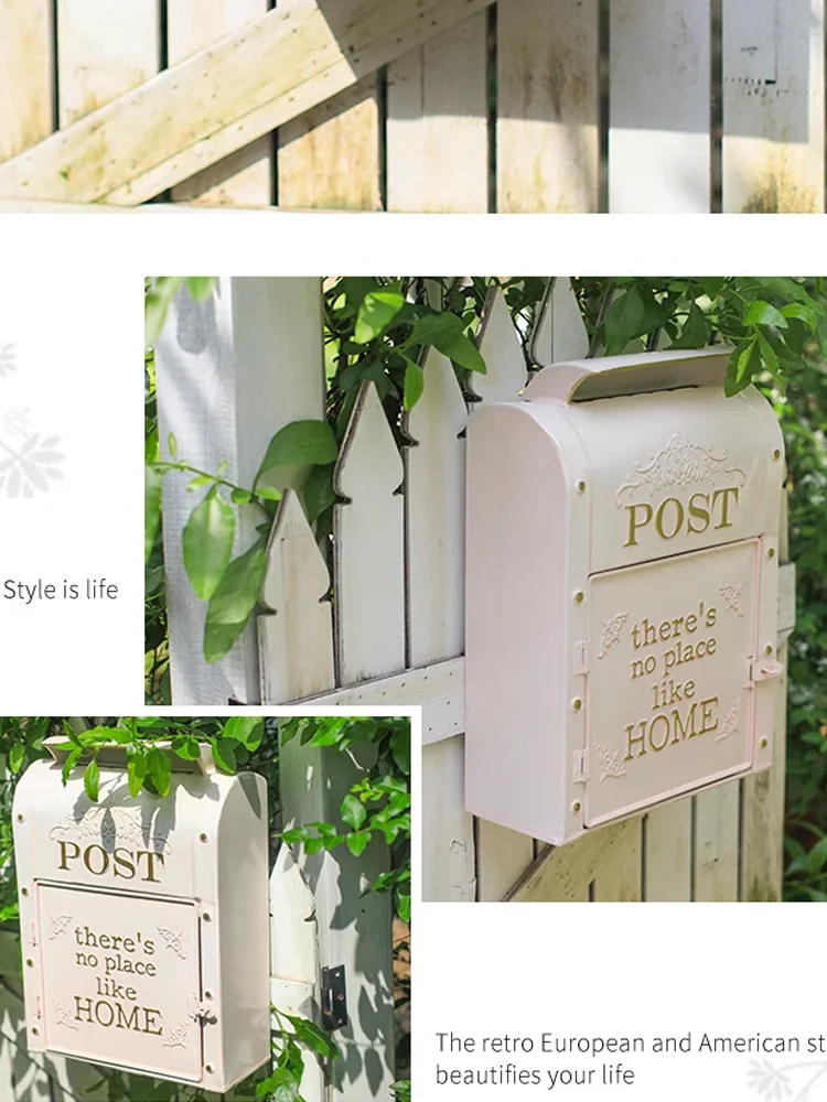 Vintage European Wall Mounted Metal Mailbox Rustic Post Box 10.2&rdquo; x 4.7