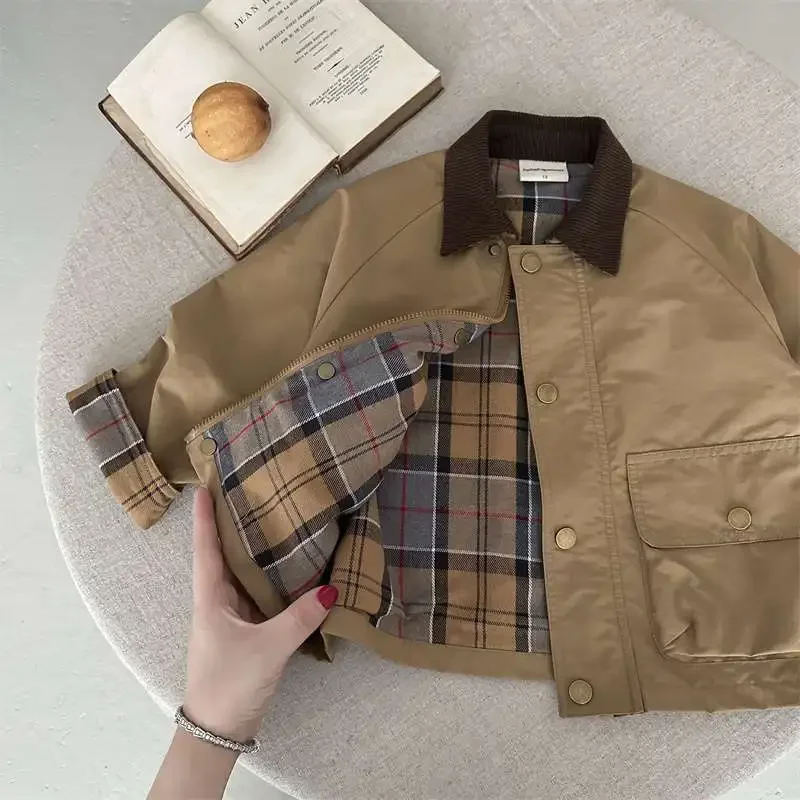 Fashion Baby Girl Boy Cargo Trench Jacket Infant Toddler Child Patchwork Coat Spring Autumn Child Dust Coat Baby Clothes 1-10Y