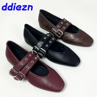 Big Size Fashion Buckle Strap Ladies Flats Mary Janes Shoes Luxury Female Round Toe Footwear Shallow Women Flats With Shoes 1