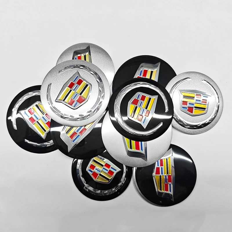 4개 3D 56mm 60mm 65mm 자동차 휠 허브 센터 캡 캐딜락 배지 엠블럼 허브 센터 커버 자동차 로고 스티커 스타일링 액세서리