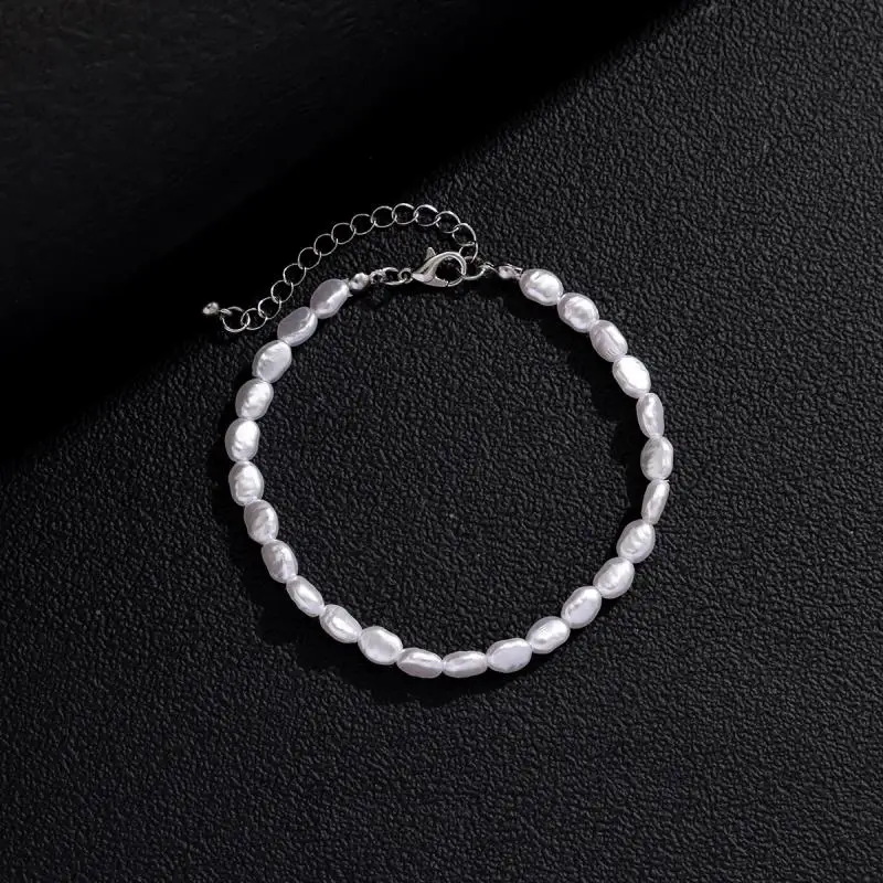 New Fashion Oval Imitation Pearl Chain Bracelet Necklace