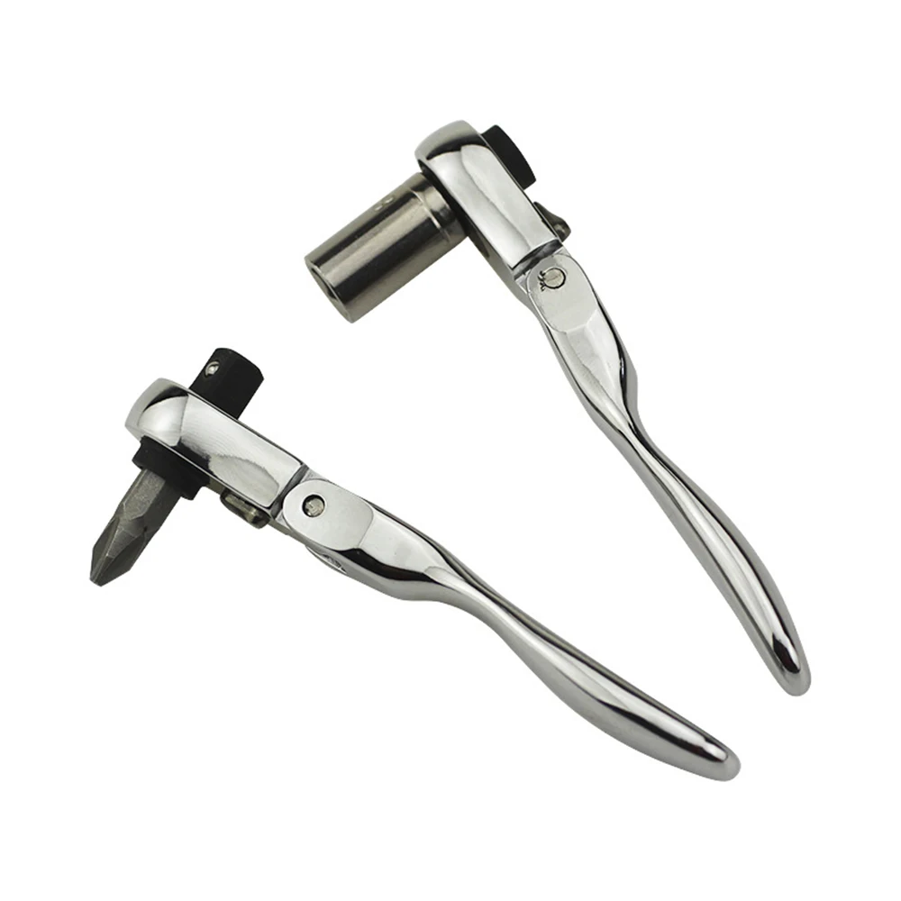 Mini 1/4 Inch Ratchet Wrench, 72-Tooth Reversible Chrome Vanadium Steel Ratchet Wrench with Socket & Bit Driver Dual Head 6