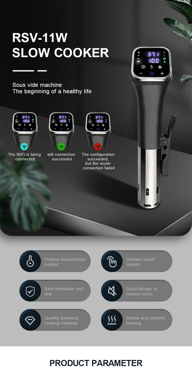 New Design 1200W Water-proof Sous Vide Household Fast Speed Stick Slow Cooking Kitchen Appliance 2