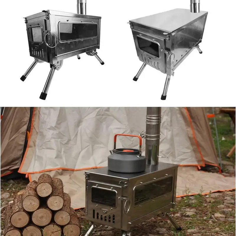

Camp Tent Stove Stainless Steel Outdoor Camp Stove For Hot Tents Foldable Portable Outdoor Wood Burning Stove Heating Burner