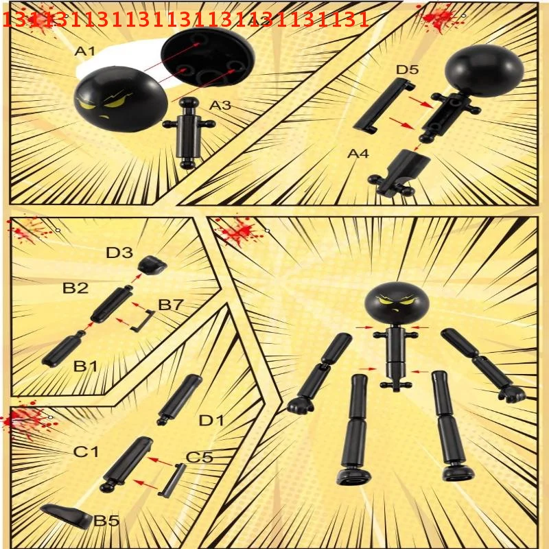 Figura d'Azione Interattiva Stickman, Robot Manichino Stampato in 3D, Set Assemblabile Novità - immagine 4