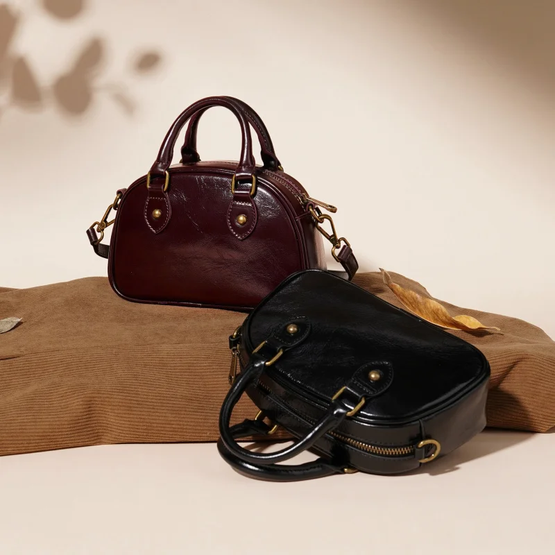 New High End Niche Bowling Bag for Women Trendy Single Shoulder Crossbody Handbag Versatile Boston Style