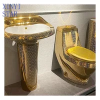 Cuvette de toilette monobloc de luxe dorée électroplaquée pour hôtel 2
