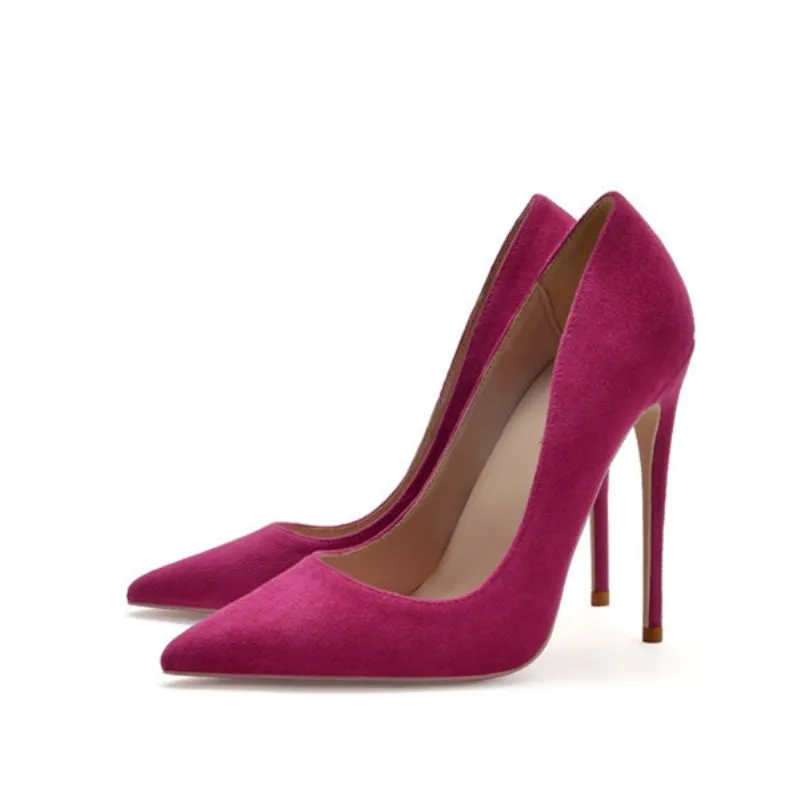 Suede Pointed Toe Stiletto High Heels Slip on Dress Pumps main image 0