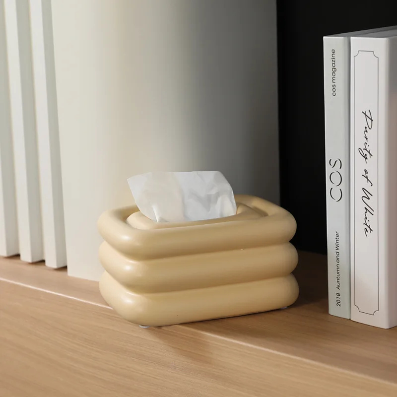 Ceramic Tissue Box Rectangular Geometric Fringe Napkin Box Napkin Holder Toilet Paper Holder Desktop Storage Home Decoraction 2